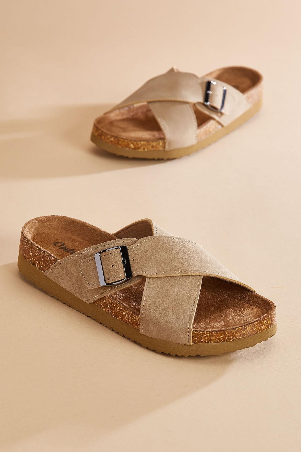 crossover band platform footbed sandals Versona Sale