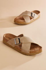 crossover band platform footbed sandals Versona Sale