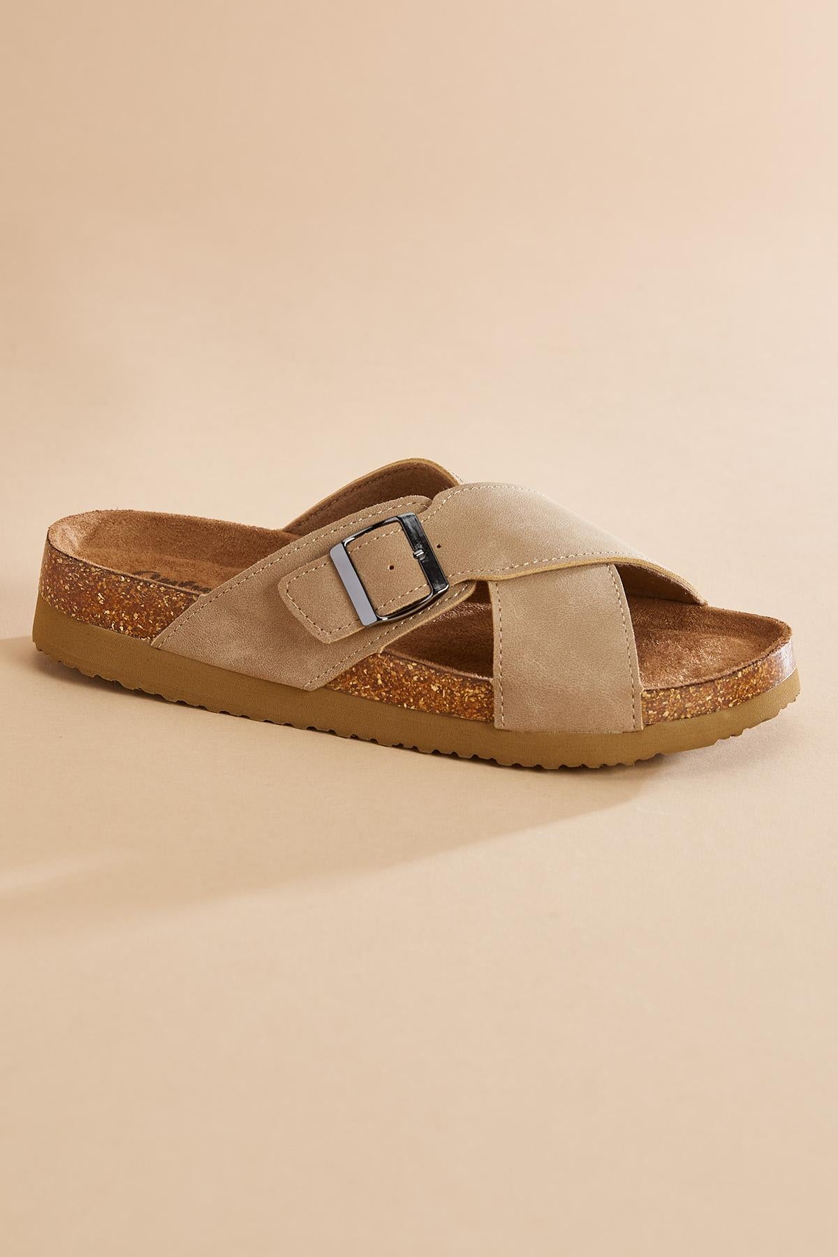 crossover band platform footbed sandals Versona Sale