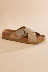 crossover band platform footbed sandals Versona Sale