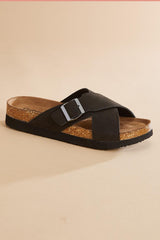 crossover band platform footbed sandals Versona Sale