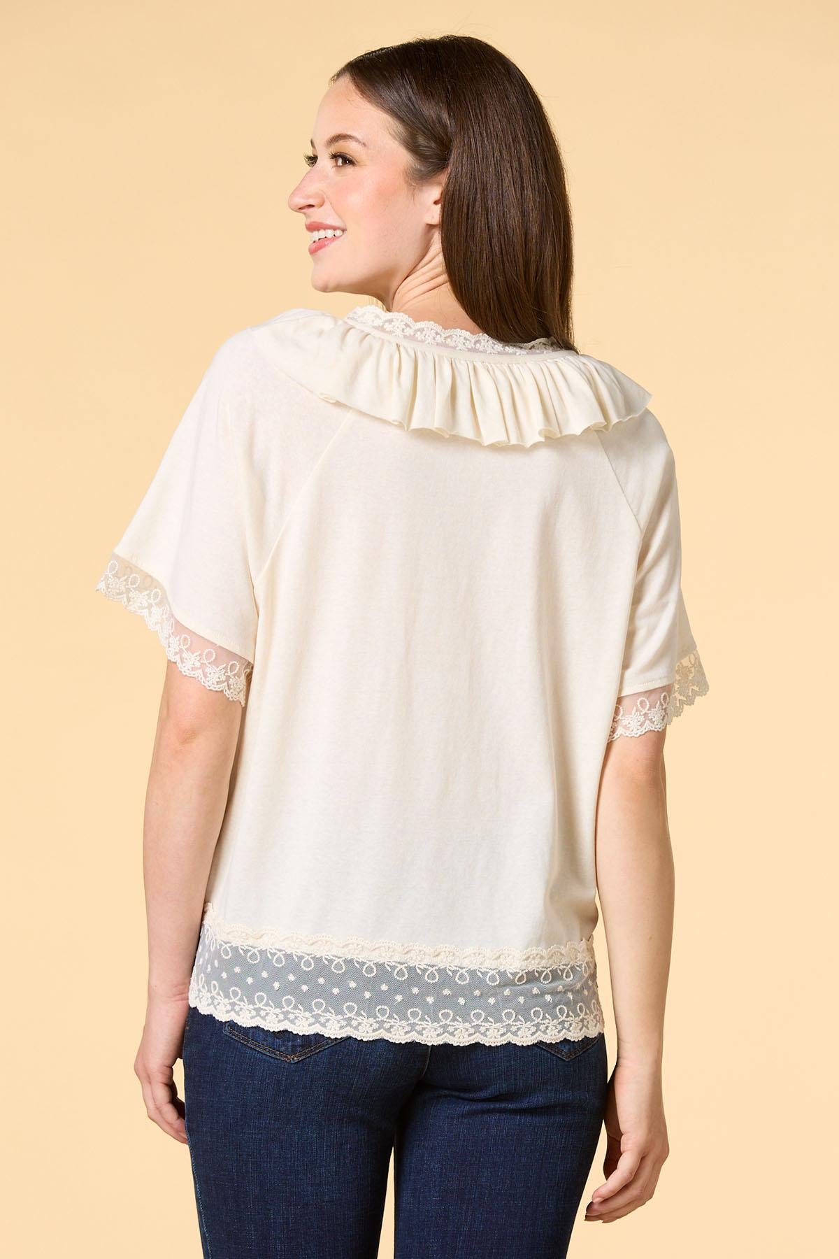 flounce check top Versona Sale