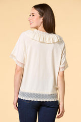 flounce check top Versona Sale