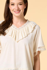 flounce check top Versona Sale