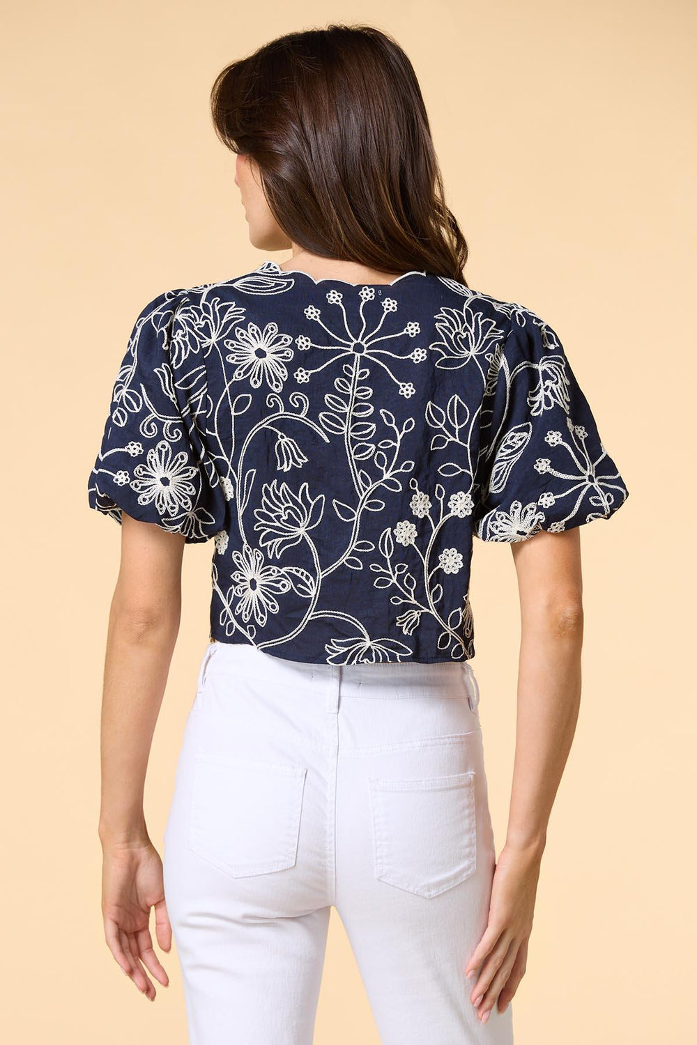navy blooms soutache top Versona Sale