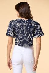 navy blooms soutache top Versona Sale