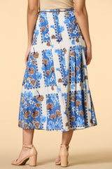 iris blooms belted midi skirt Versona Sale