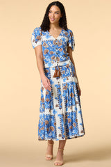 iris blooms belted midi skirt Versona Sale