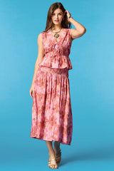 watercolor blooms midi skirt Versona Sale