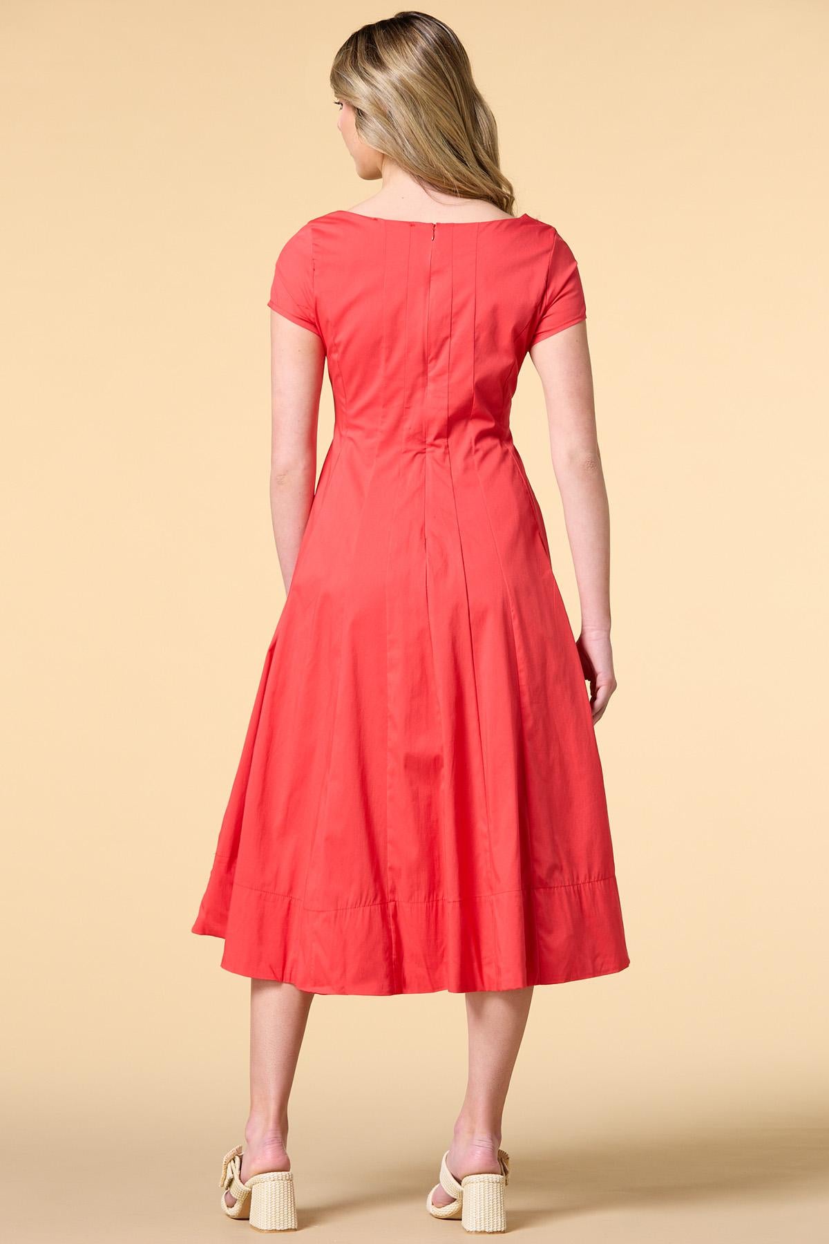 cute in coral poplin midi dress Versona Sale