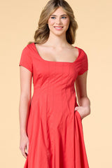 cute in coral poplin midi dress Versona Sale