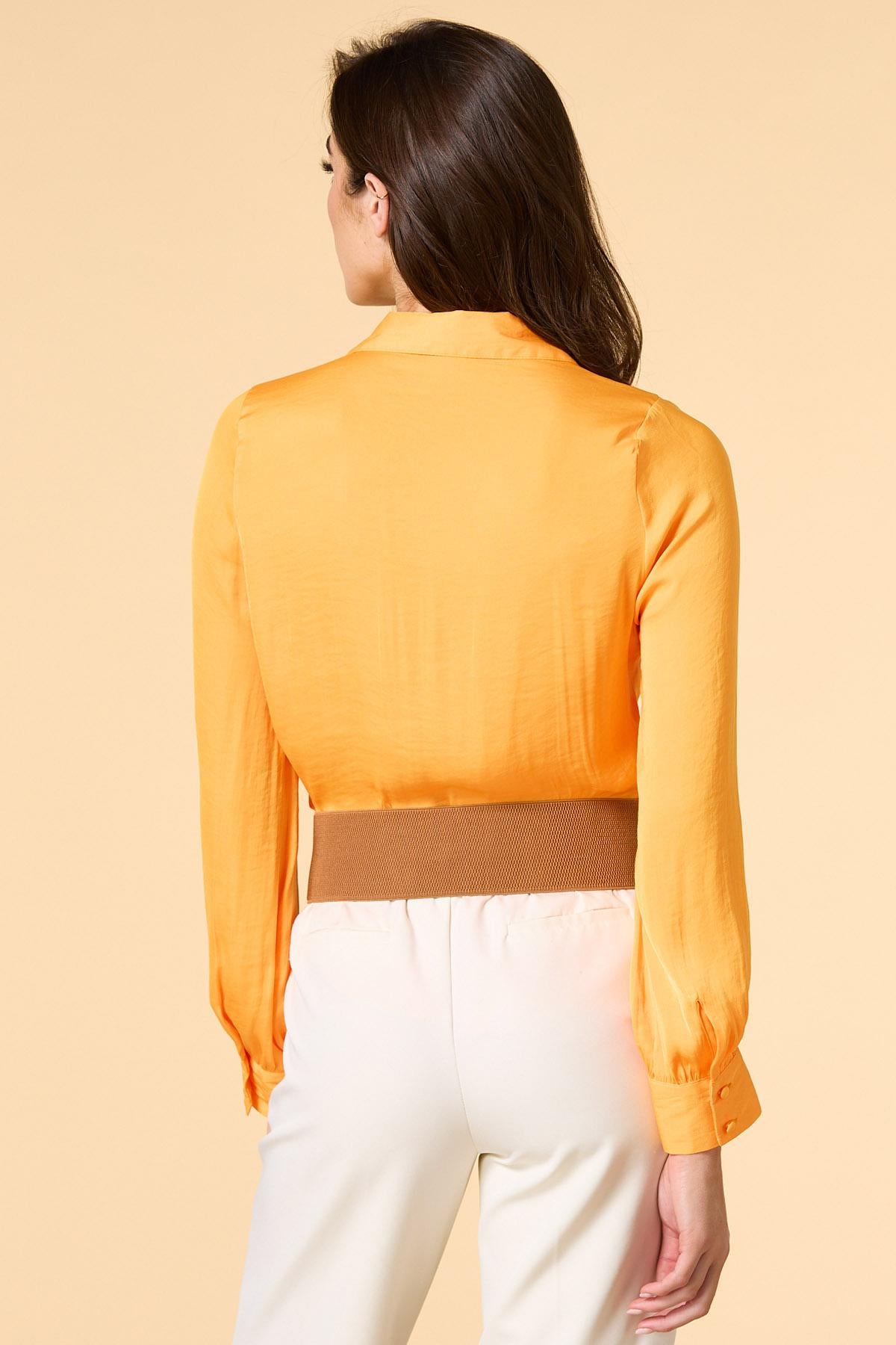 sunrise to sunset crushed satin shirt Versona Sale