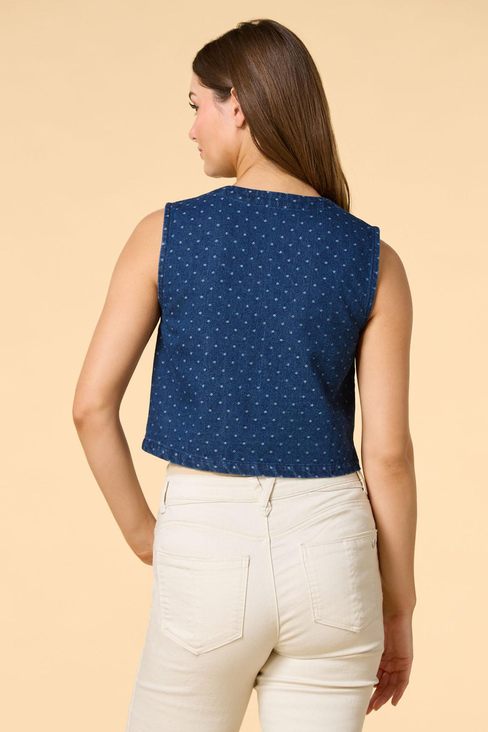 on the dot denim vest Versona Sale